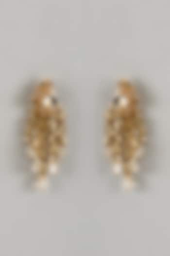 Gold Finish Kundan Polki Handcrafted Dangler Earrings by House of D'oro at Pernia's Pop Up Shop