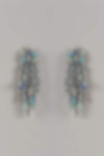 Gold Finish Blue Hydro Beaded Dangler Earrings by House of D'oro at Pernia's Pop Up Shop