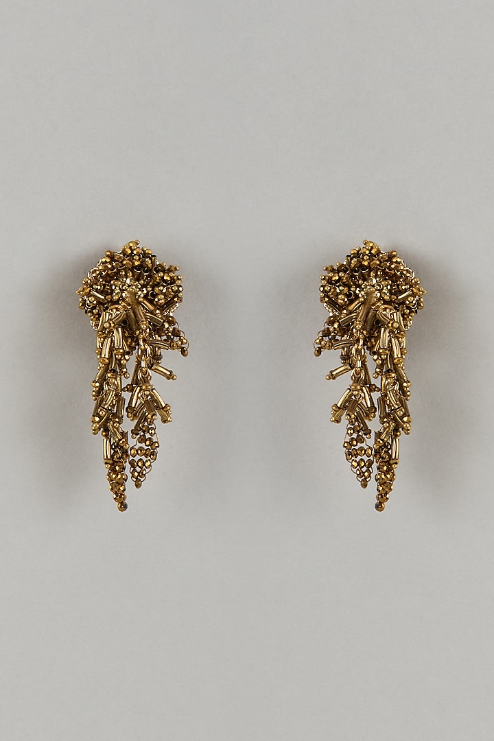 Gold Finish Brass Dangler Earrings by House of D'oro at Pernia's Pop Up Shop