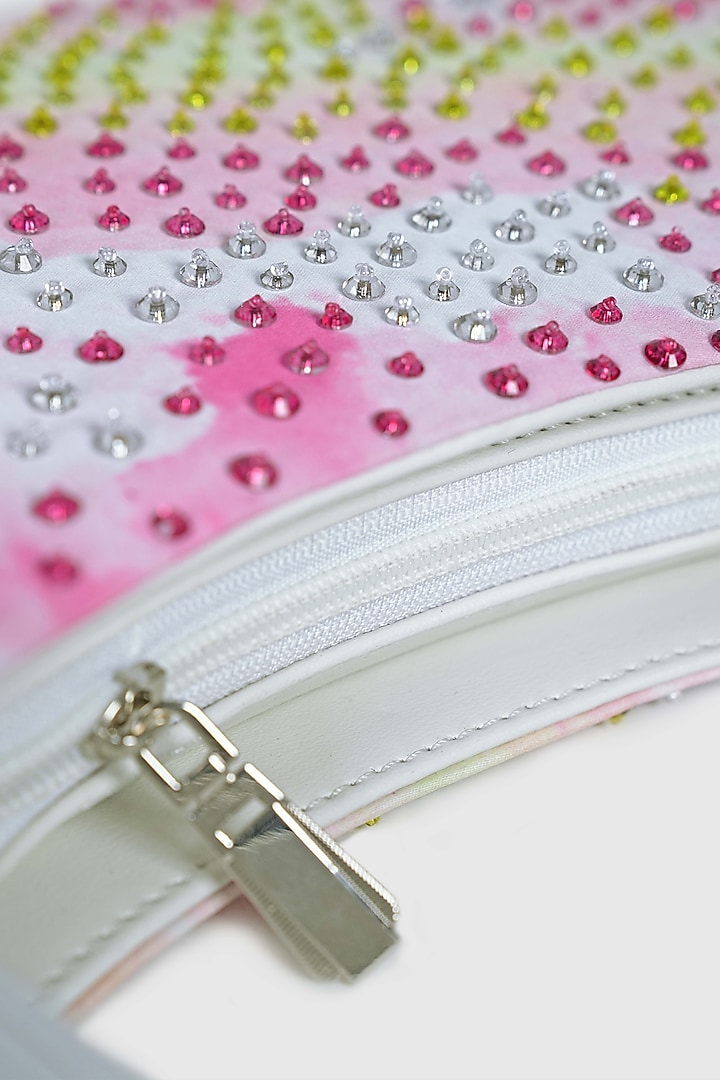 Multi-Colored Leather Glass Bead Embellished Hobo Bag by House of D'oro at Pernia's Pop Up Shop
