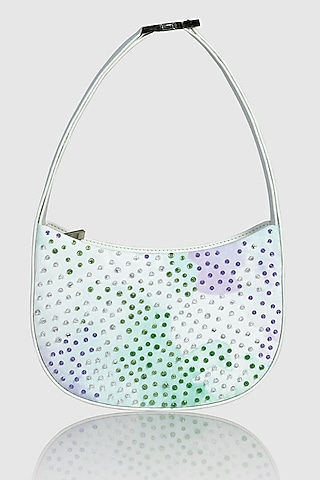 Multi-Colored Leather Glass Bead Embellished Hobo Bag by House of D'oro