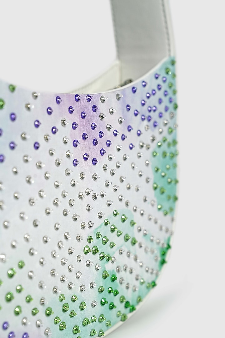 Multi-Colored Leather Glass Bead Embellished Hobo Bag by House of D'oro at Pernia's Pop Up Shop