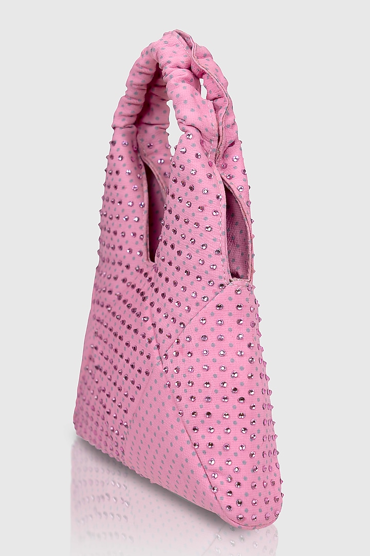Pink Satin Glass Bead Embellished Barbie Wrist Bag by House of D'oro at Pernia's Pop Up Shop