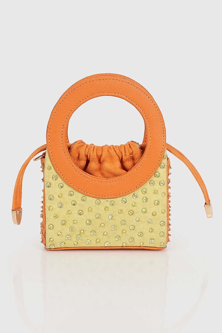 Orange Denim Glass Bead Embellished Mini Bag by House of D'oro at Pernia's Pop Up Shop