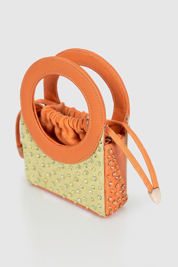 Orange Denim Glass Bead Embellished Mini Bag by House of D'oro at Pernia's Pop Up Shop