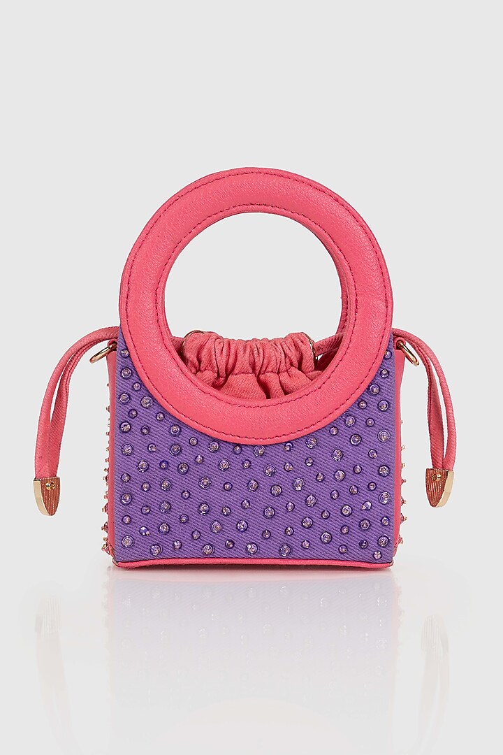 Purple Denim Glass Bead Embellished Mini Bag by House of D'oro at Pernia's Pop Up Shop