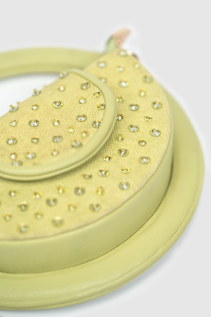 Lime Green Denim Glass Bead Embellished Sling Bag by House of D'oro at Pernia's Pop Up Shop