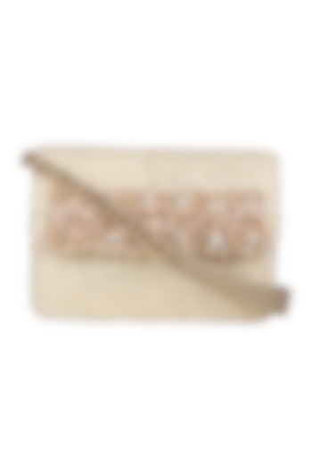 Peach Mini Crossbody Bag With Brooch Detailing by House of D'oro at Pernia's Pop Up Shop