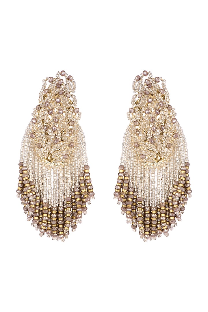Gold Finish Handcrafted Crystal Drop Earrings Design by D'ORO at Pernia ...
