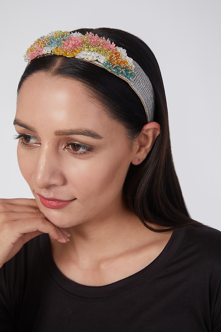 Gold Finish Crystal Hairband by House of D'oro
