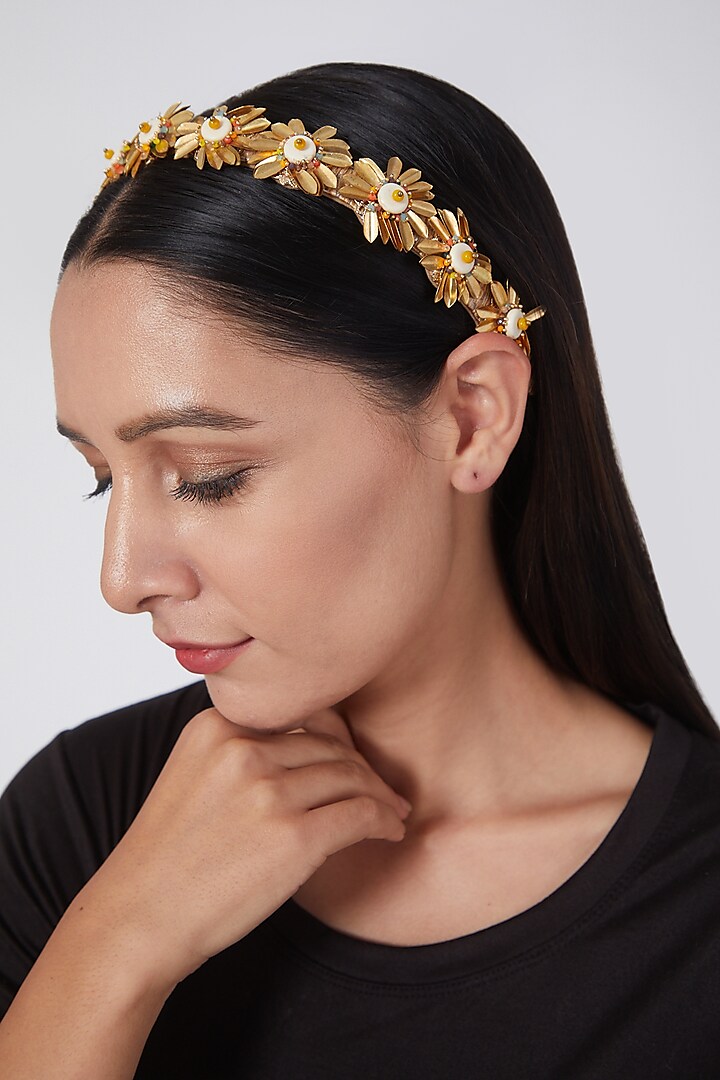 Gold Finish Metal Hairband by House of D'oro