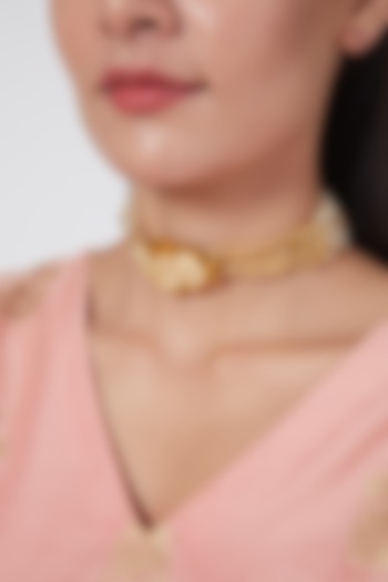Gold Finish Handcrafted Semi Precious Stone Choker Necklace by House of D'oro