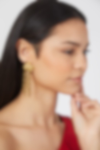 Gold Finish Handcrafted Citrine Dangler Earrings by House of D'oro at Pernia's Pop Up Shop