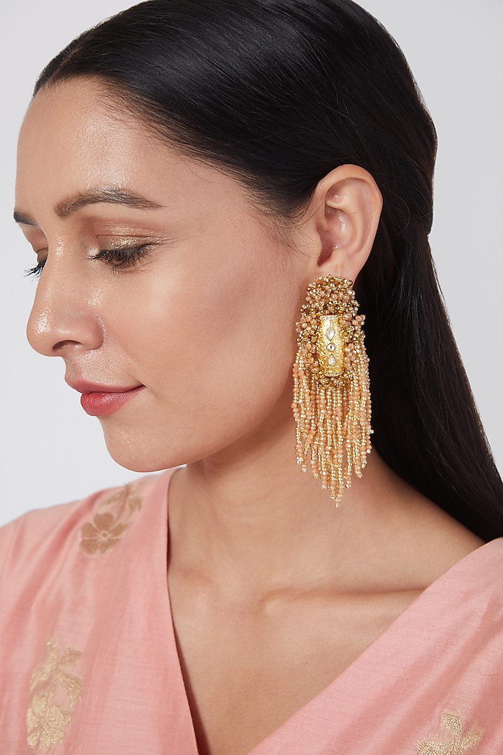 Gold Finish Handcrafted Dangler Earrings by House of D'oro