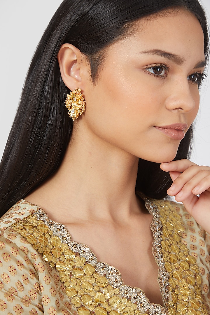 Gold Finish Handcrafted Earrings by House of D'oro