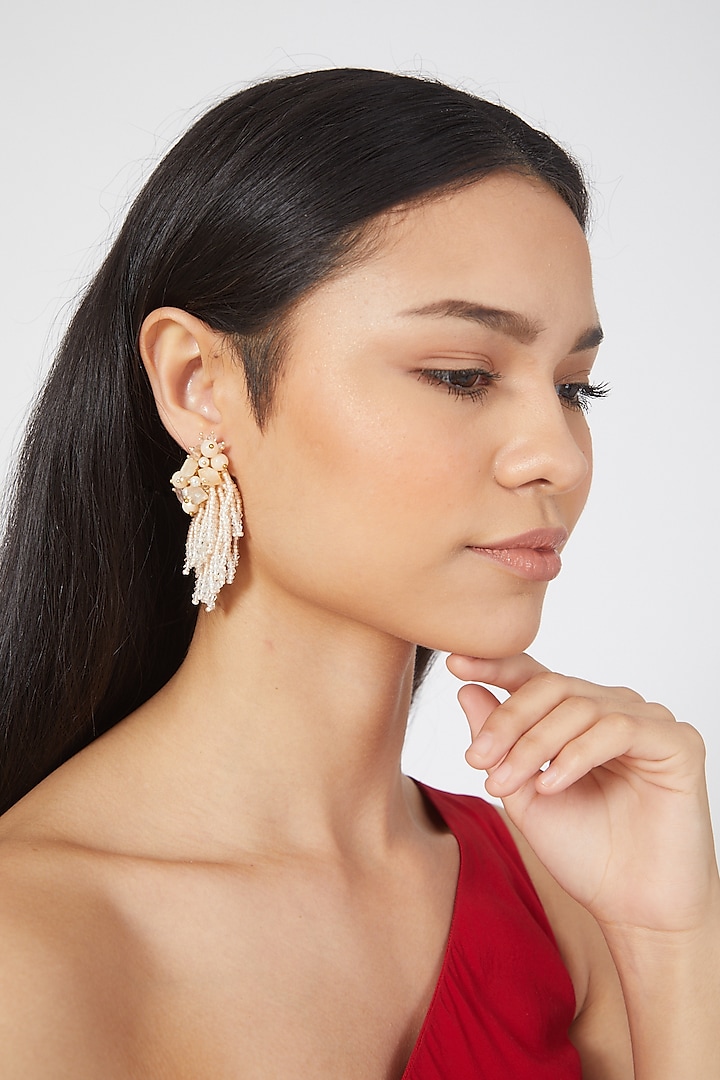 Gold Finish Handcrafted Pearl Earrings by House of D'oro
