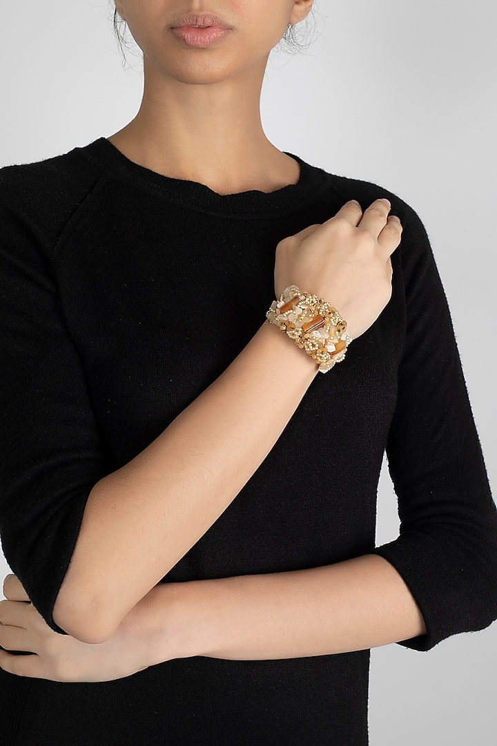 Gold Finish Handcrafted Beaded Bracelet by House of D'oro