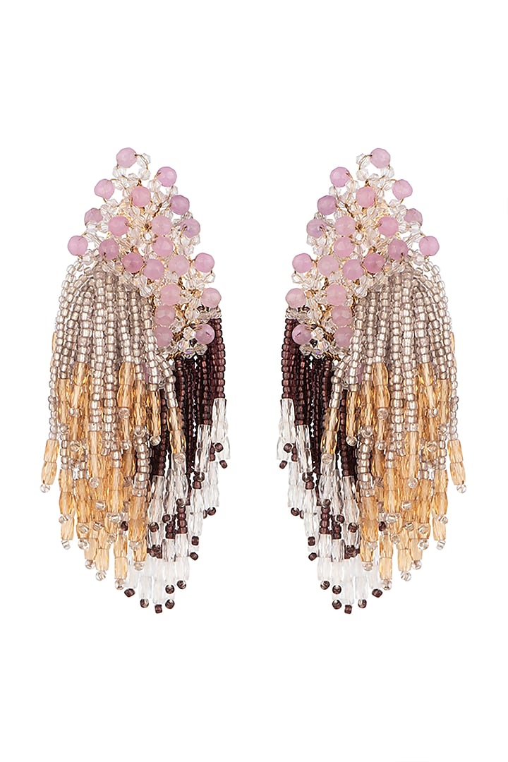 Gold Finish Crystal Dangler Earrings by House of D'oro at Pernia's Pop Up Shop