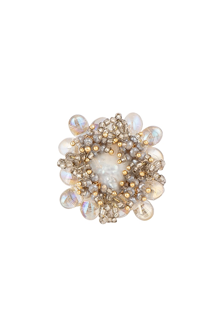 Gold Finish Pearl Ring by House of D'oro at Pernia's Pop Up Shop