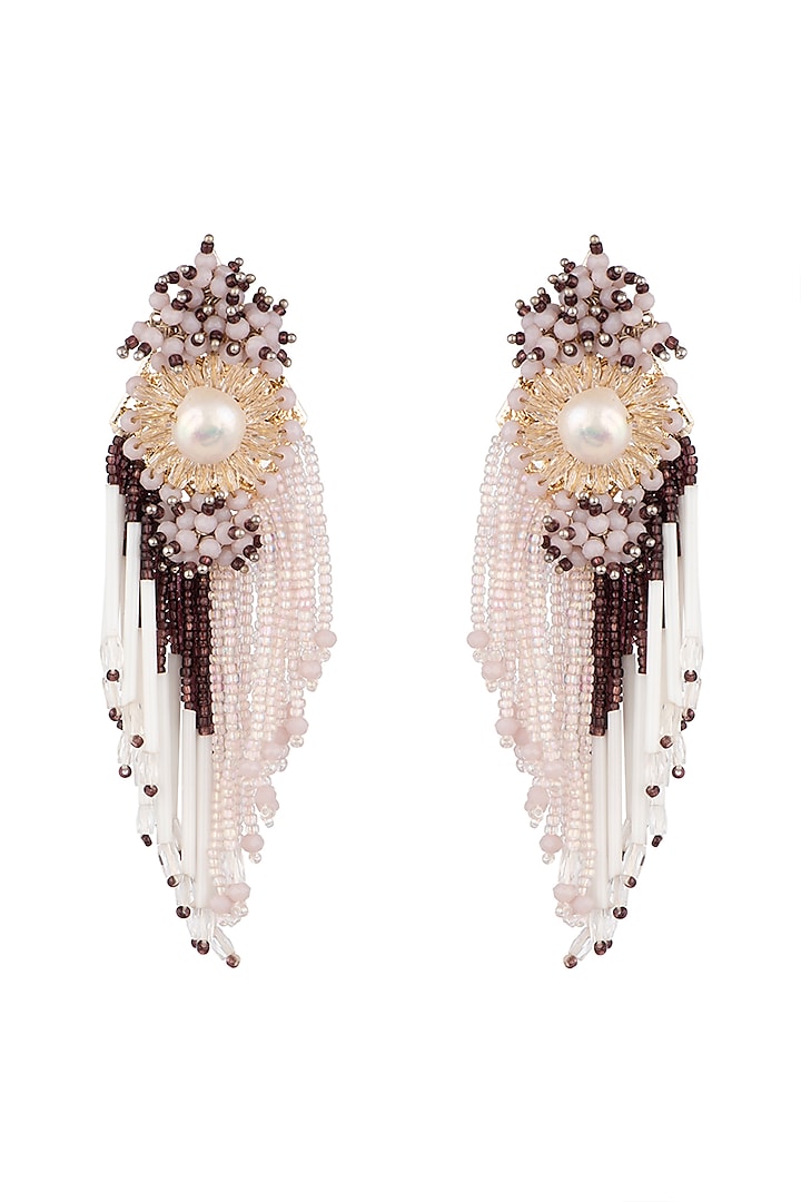 Gold Finish Handcrafted Beaded Dangler Earrings by House of D'oro