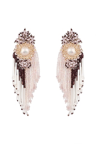 Gold Finish Handcrafted Beaded Dangler Earrings by House of D'oro