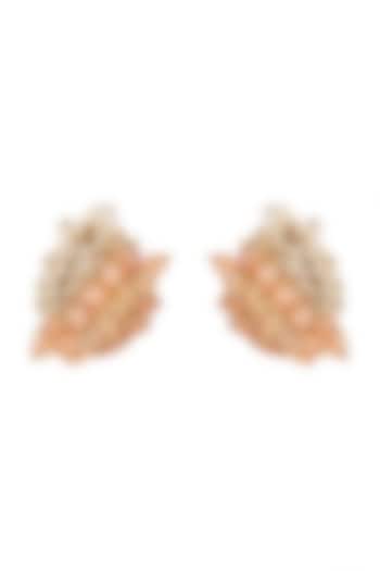 Gold Finish Freshwater Shell Stud Earrings by House of D'oro