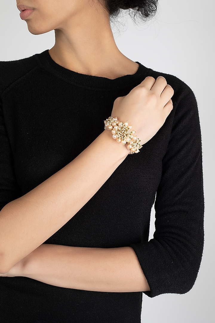 Gold Finish Semi-Precious Stone Necklace Set by House of D'oro at Pernia's Pop Up Shop