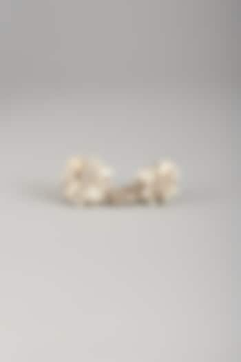 Gold Finish Pearl & White Stone Floral Ring by House of D'oro at Pernia's Pop Up Shop