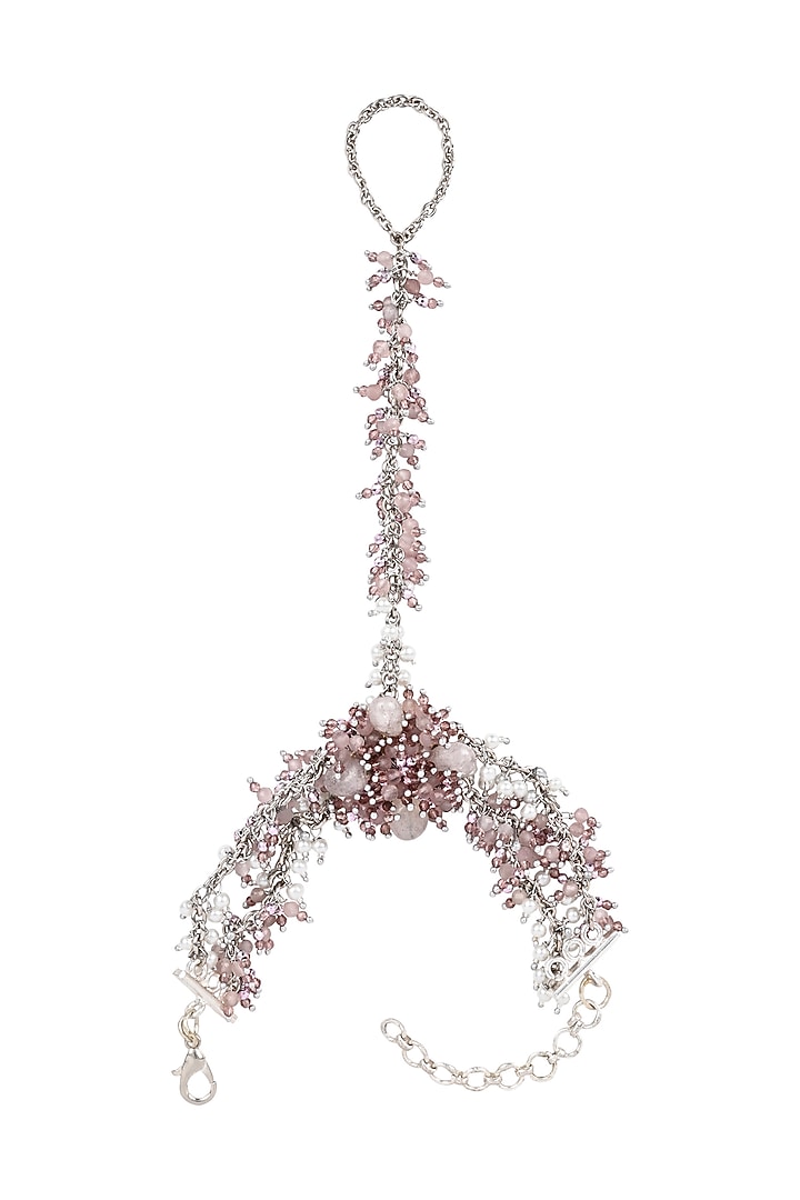 Gold Finish Pink Crystal & Pearl Handcrafted Hand Harness by House of D'oro at Pernia's Pop Up Shop
