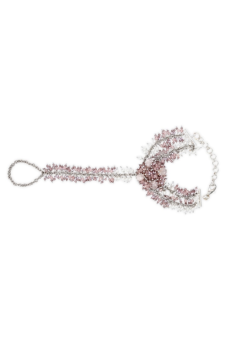 Gold Finish Pink Crystal & Pearl Handcrafted Hand Harness by House of D'oro at Pernia's Pop Up Shop