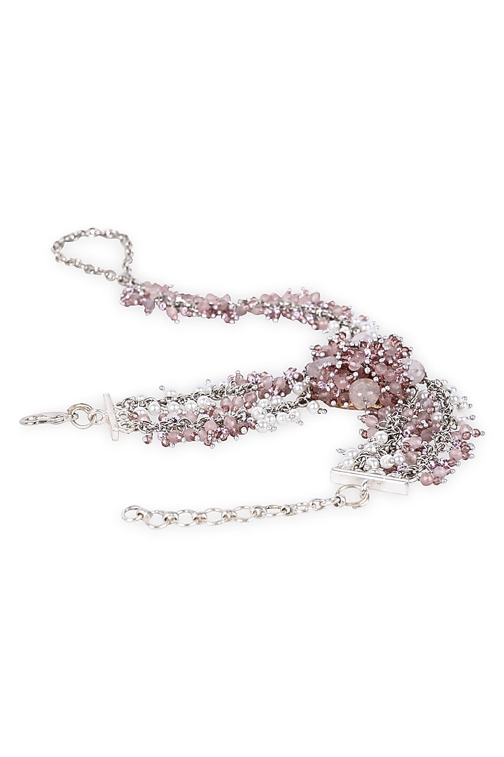 Gold Finish Pink Crystal & Pearl Handcrafted Hand Harness by House of D'oro at Pernia's Pop Up Shop