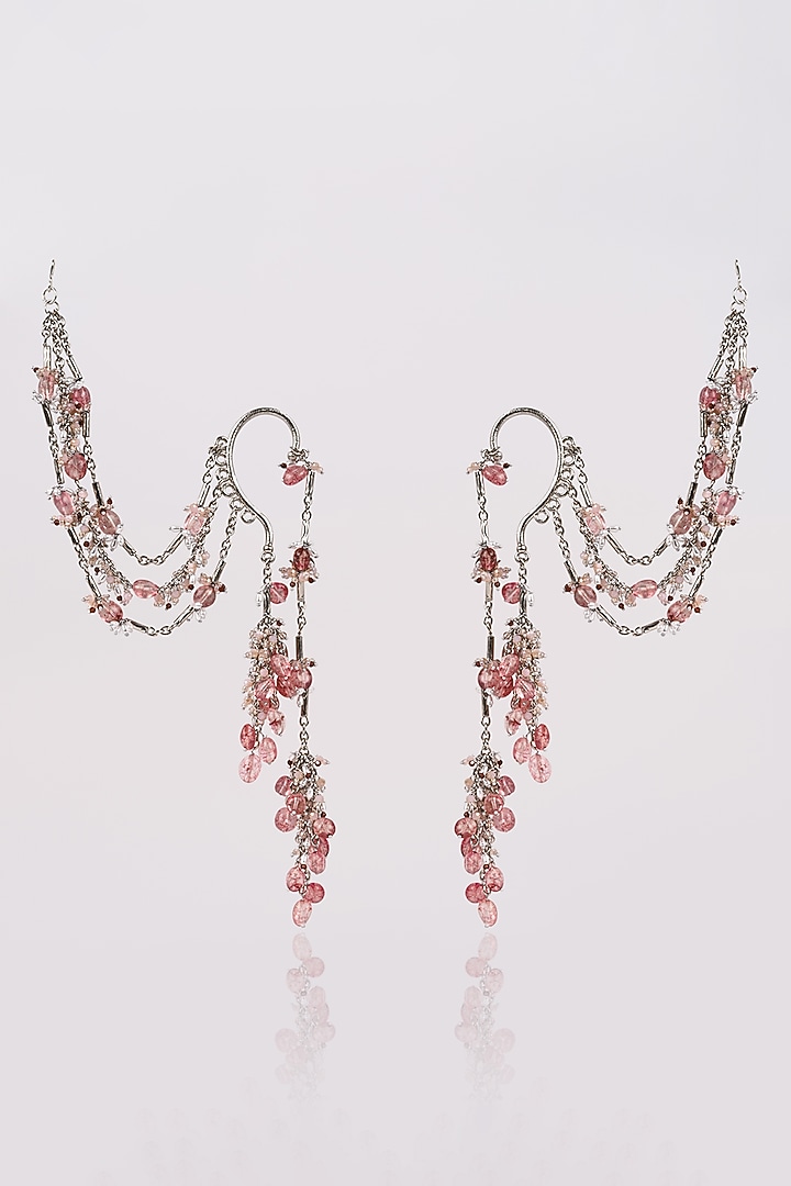 Silver Finish Agate Stone Earchains by House of D'oro at Pernia's Pop Up Shop