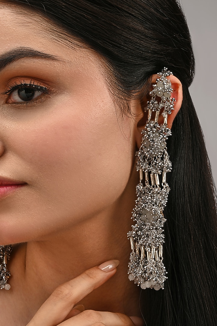 Silver Finish Brass Handcrafted Earchains by House of D'oro at Pernia's Pop Up Shop