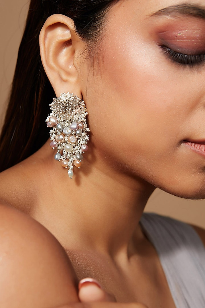 Gold Finish Shell Pearl Tassel Earrings by House of D'oro at Pernia's Pop Up Shop