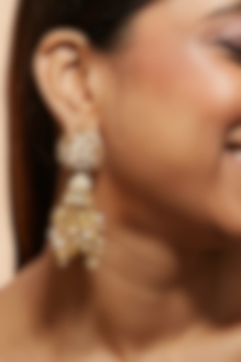 Gold Finish Meenakari Jhumka Earrings by House of D'oro