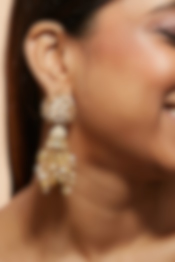 Gold Finish Meenakari Jhumka Earrings by House of D'oro at Pernia's Pop Up Shop