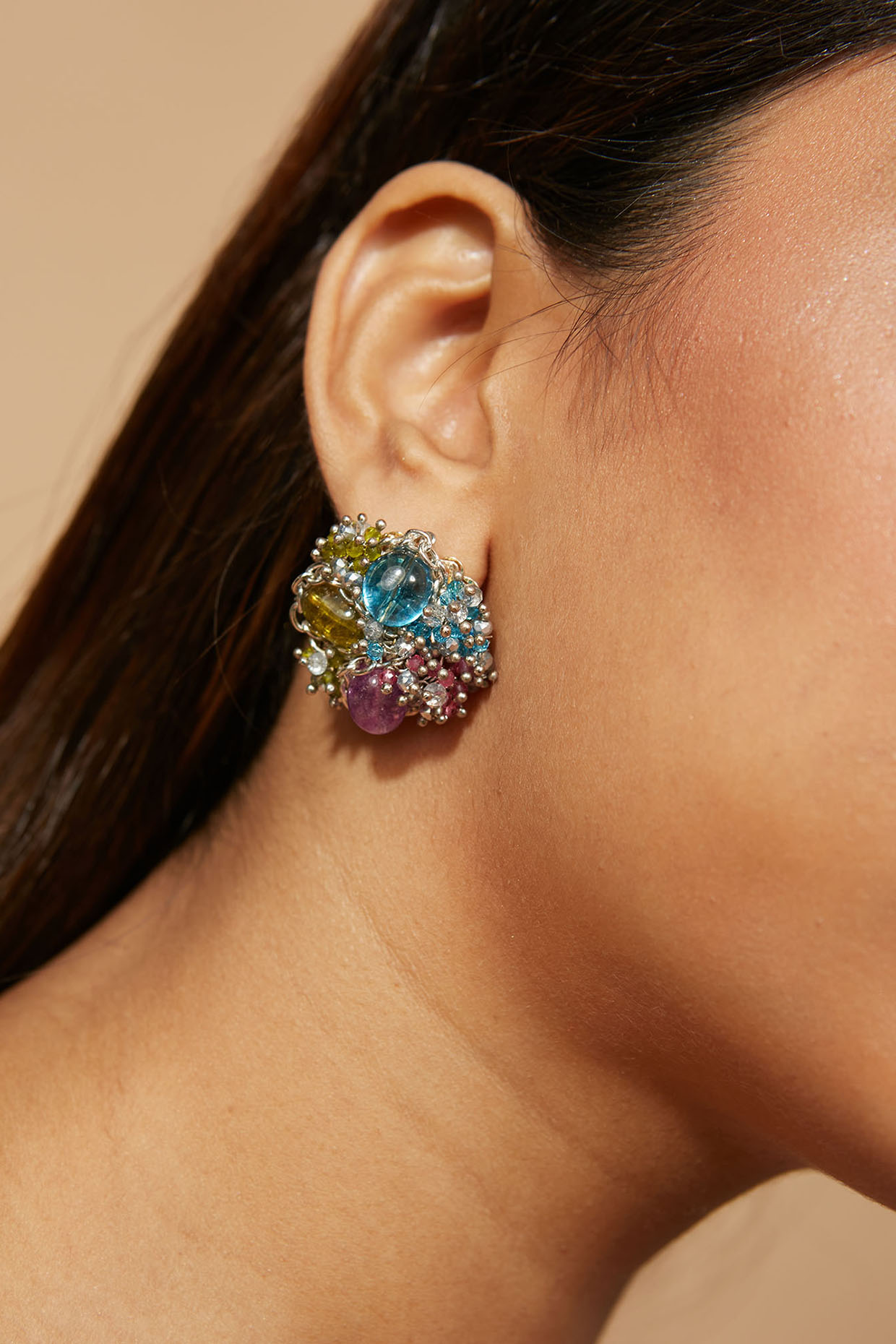 Multi colored deals crystal stud earrings