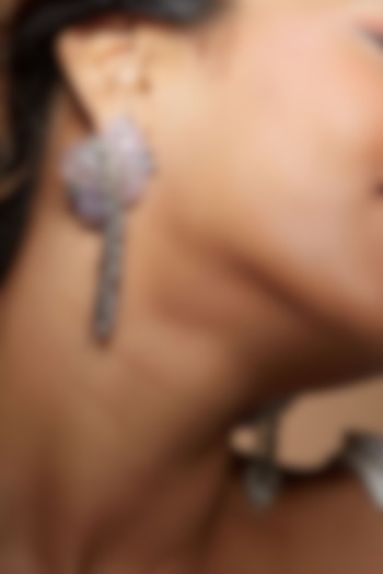 Gold Finish Synthetic Stone Cocktail Earrings by House of D'oro at Pernia's Pop Up Shop