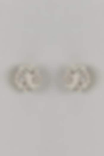 Gold Finish Off-White Agate & Pearl Stud Earrings by House of D'oro at Pernia's Pop Up Shop