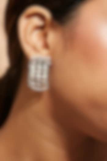 Silver Finish Pearl & Crystal Stud Earrings by House of D'oro at Pernia's Pop Up Shop