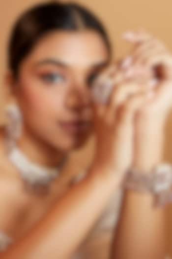 Gold Finish Shell & Agate Choker Necklace Set by House of D'oro at Pernia's Pop Up Shop