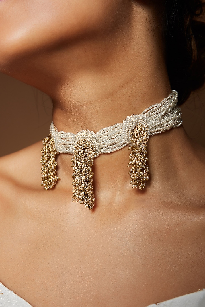 Gold Plated Pearl Choker Necklace by House of D'oro at Pernia's Pop Up Shop