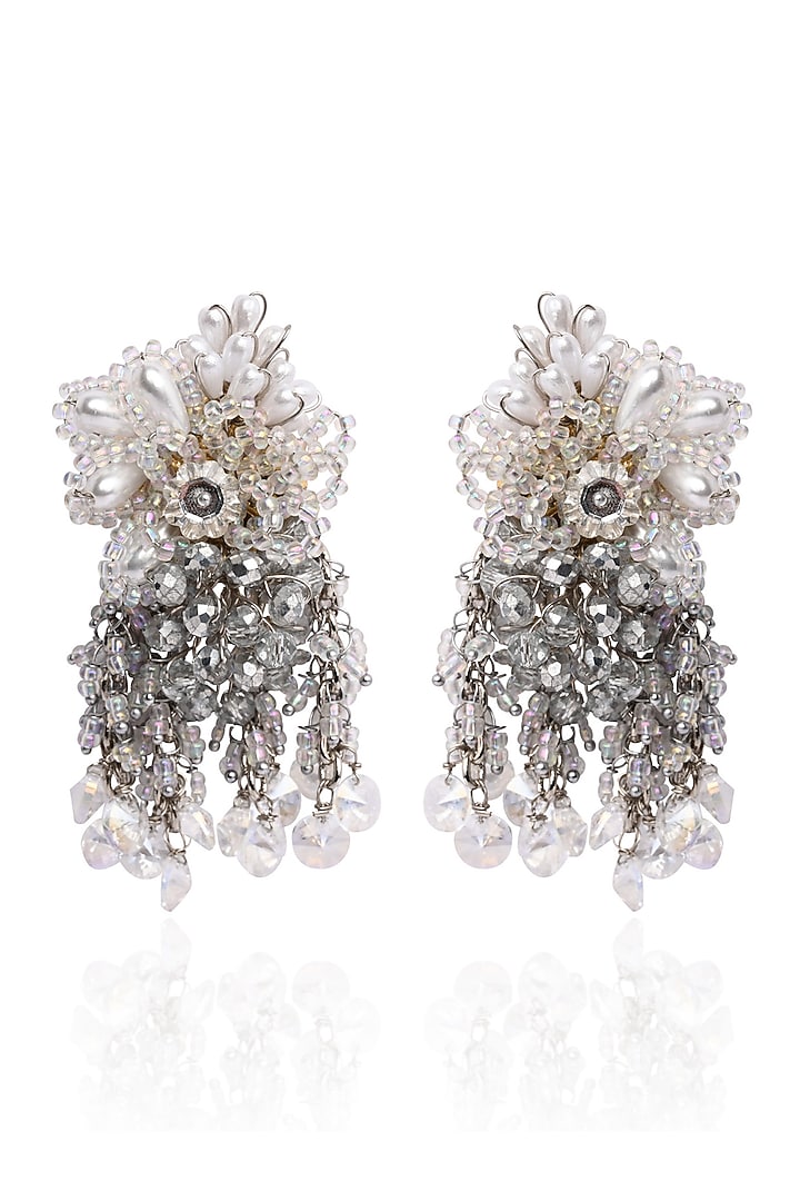 Silver Finish Crystal Stud Earrings by House of D'oro at Pernia's Pop Up Shop