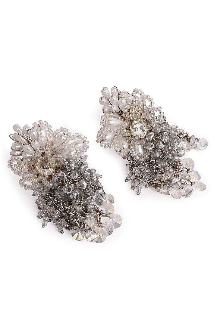 Silver Finish Crystal Stud Earrings by House of D'oro at Pernia's Pop Up Shop