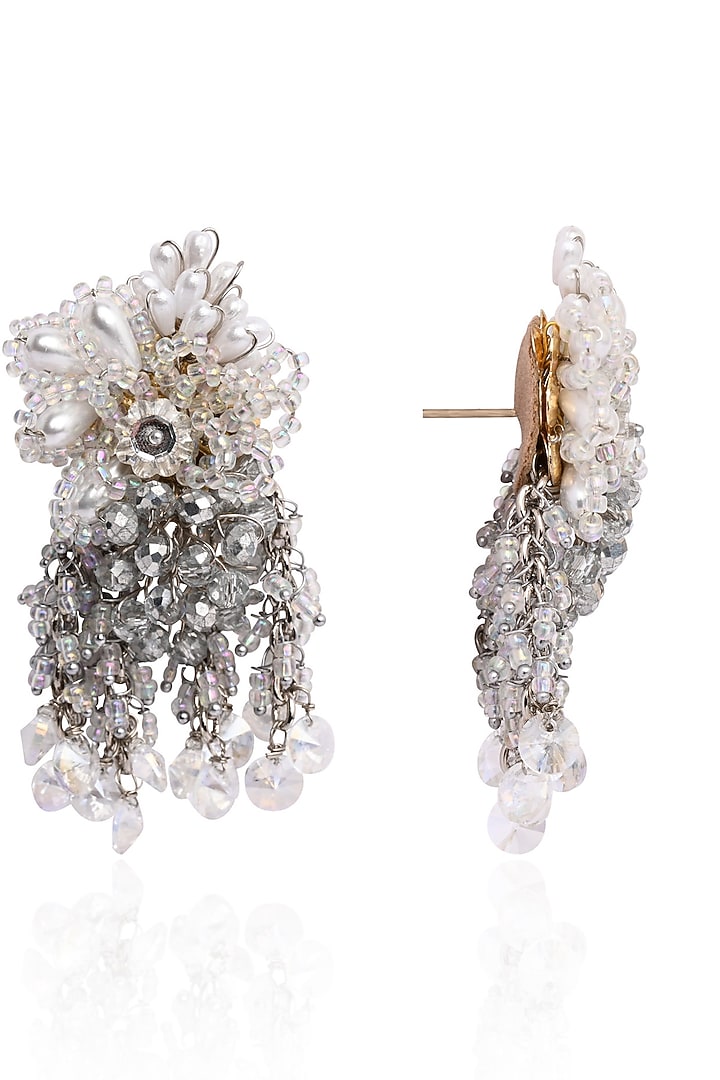 Silver Finish Crystal Stud Earrings by House of D'oro at Pernia's Pop Up Shop