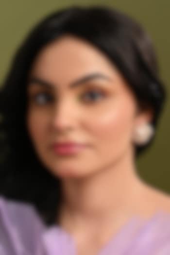 Gold Finish Mother Of Pearl Floral Stud Earrings by House of D'oro at Pernia's Pop Up Shop