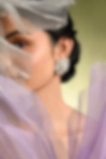 Gold Finish Moonstone Stud Earrings by House of D'oro at Pernia's Pop Up Shop