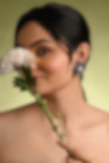 Gold Finish Moonstone Stud Earrings by House of D'oro at Pernia's Pop Up Shop