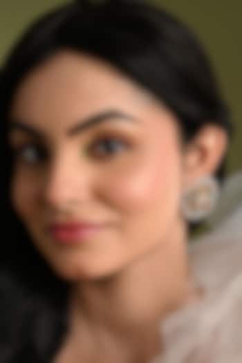 Gold Finish Multi-Colored Quartz Stone Floral Stud Earrings by House of D'oro at Pernia's Pop Up Shop