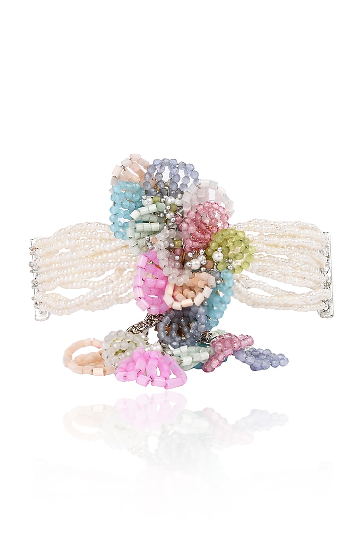 Gold Finish Multi-Colored Beaded Choker Necklace by House of D'oro at Pernia's Pop Up Shop